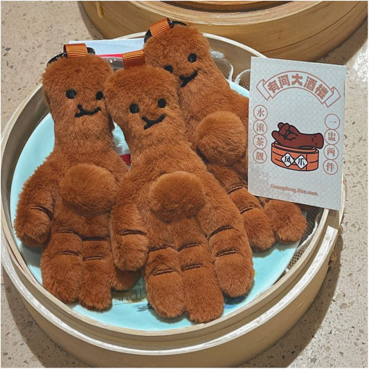 There is a cultural creation single based on the pure rice card the same style of Guangdong morning tea Dim sum doll chicken claw plush pendant image 4