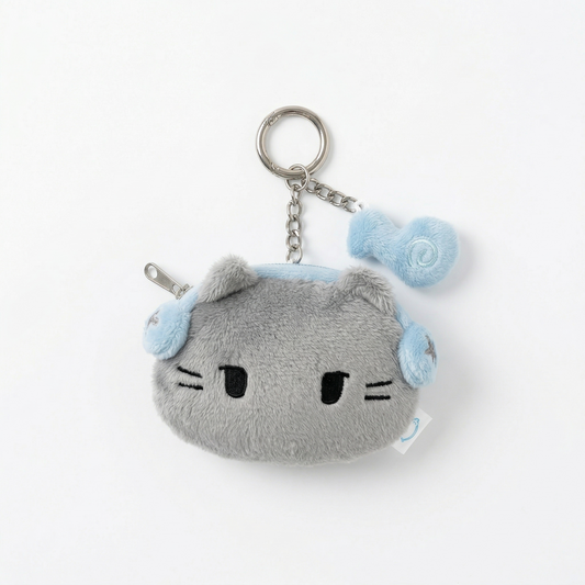 Gray Cat Pouch Keychain