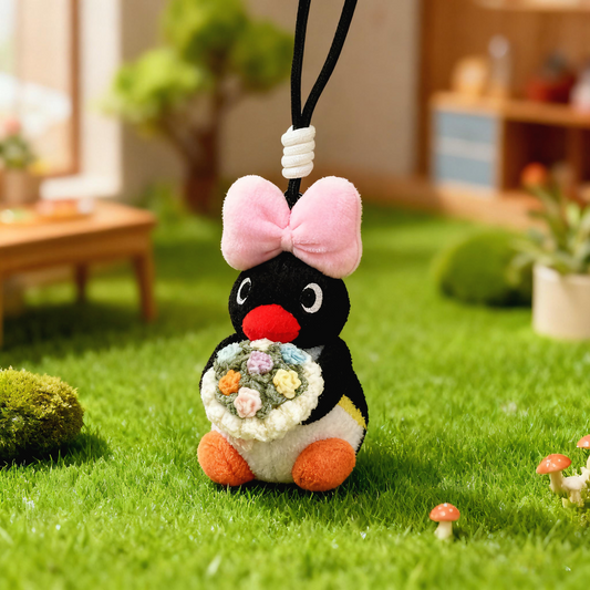 Pink Bow Pingu Keychain