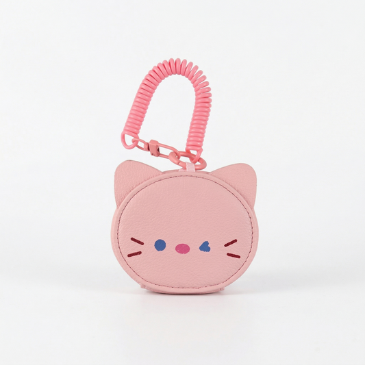 Pink Cat Pouch Keychain