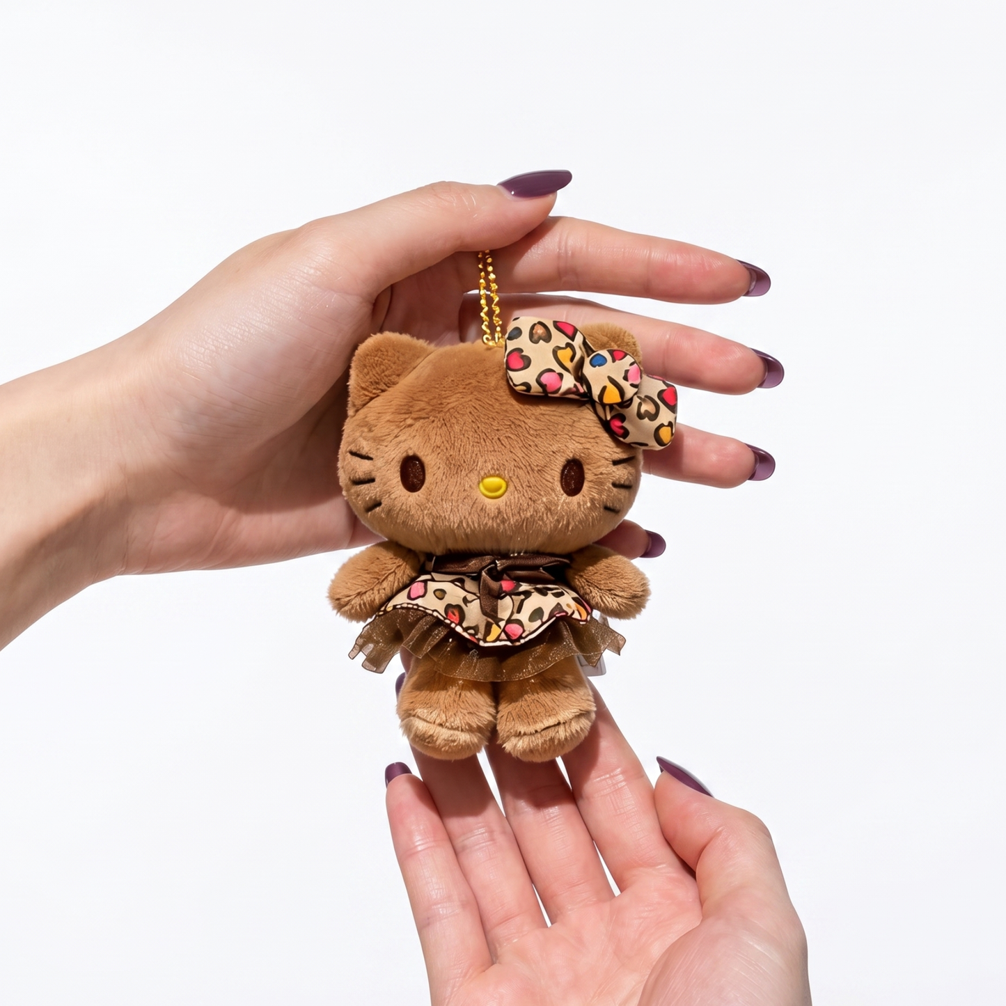 Tan Cheetah Hello Kitty Keychain