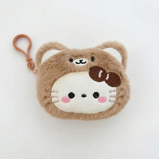 Teddy Bear Kitty Pouch Keychain